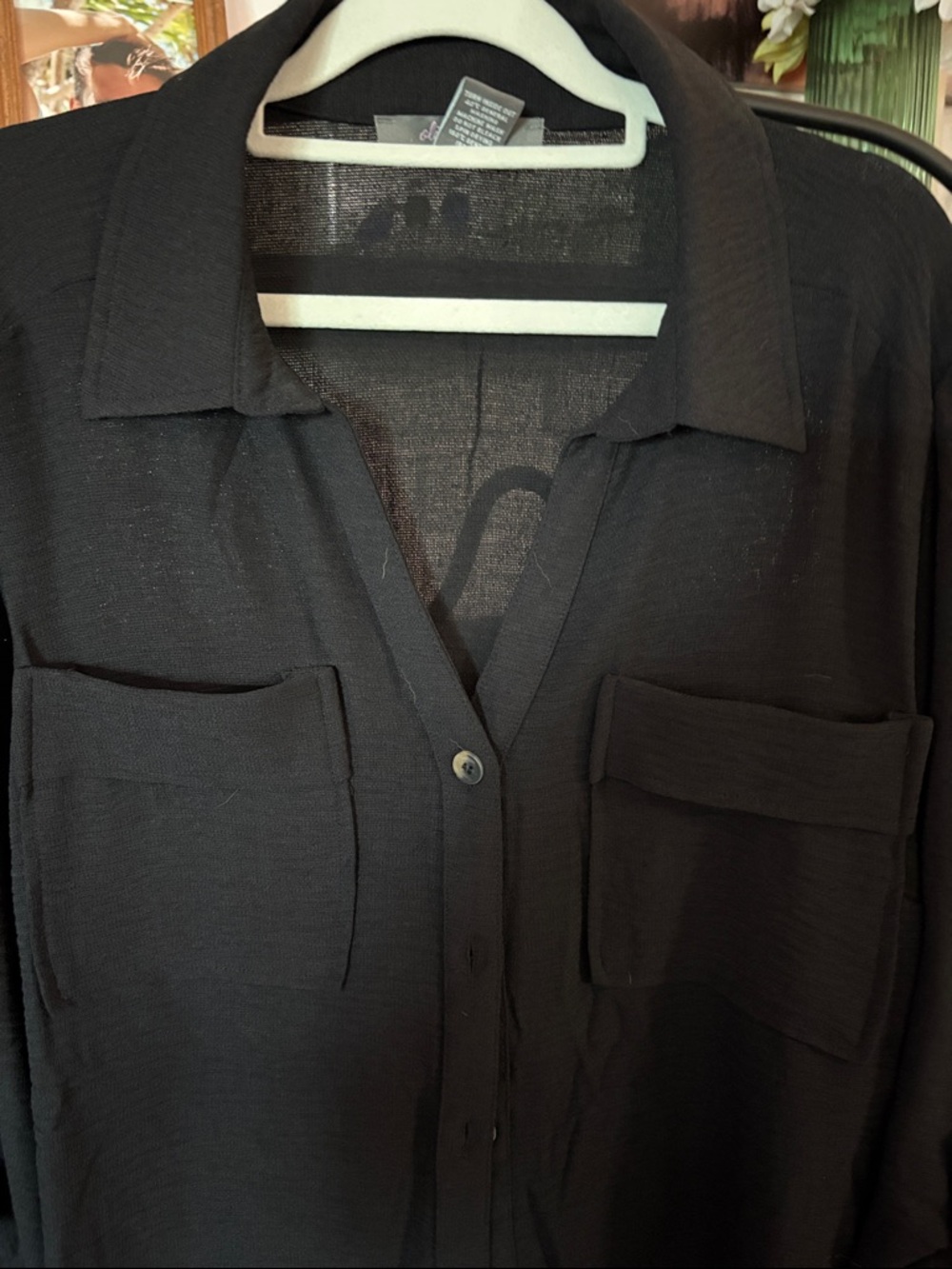 Classic Black Button-Front Blouse - Women